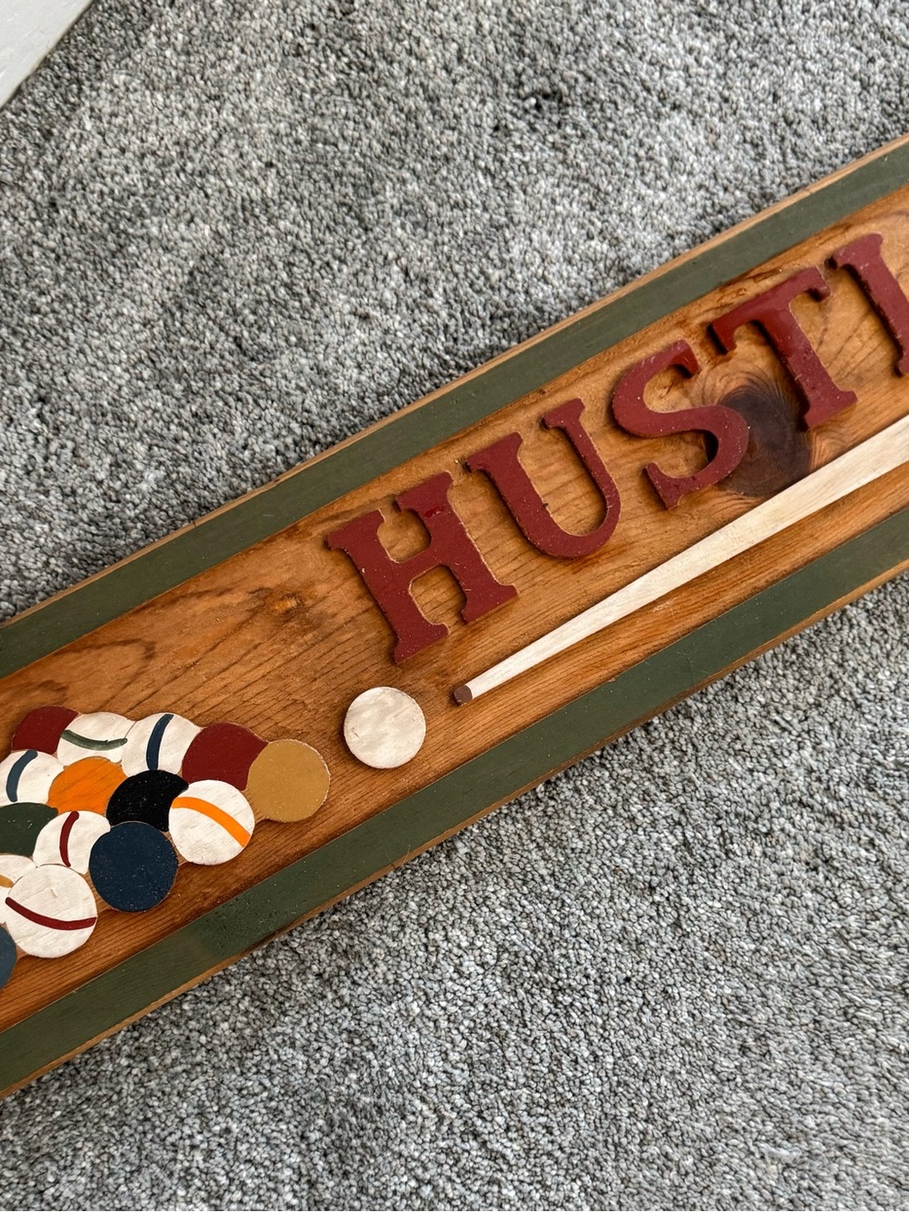 Rustic Wooden "HUSTLER" Pool Hall Wall Sign